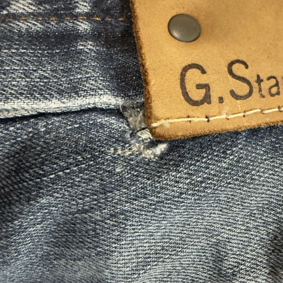 G Star Raw Jeans Men's 34x29 Blue Radar Straight Distressed Restored Y2K Hemmed - Picture 6 of 13